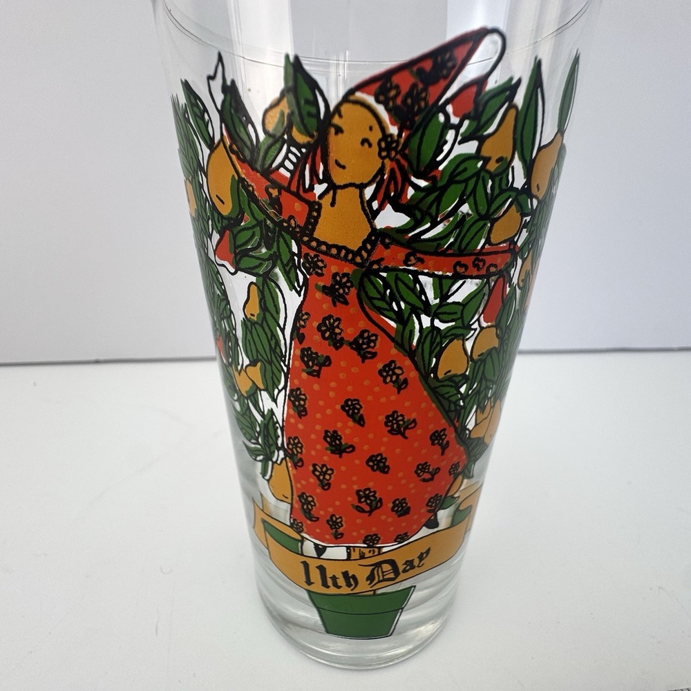 VTG Indiana Glass 12 DAYS OF‎ CHRISTMAS GLASS 11th Eleven Ladies Dancing 12oz